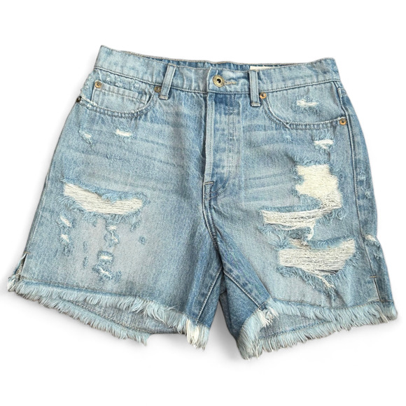 Pistola Womens Denim Jean Shorts Sz 27 Blue Button Fly High Rise Distressed NWOT - Picture 1 of 8